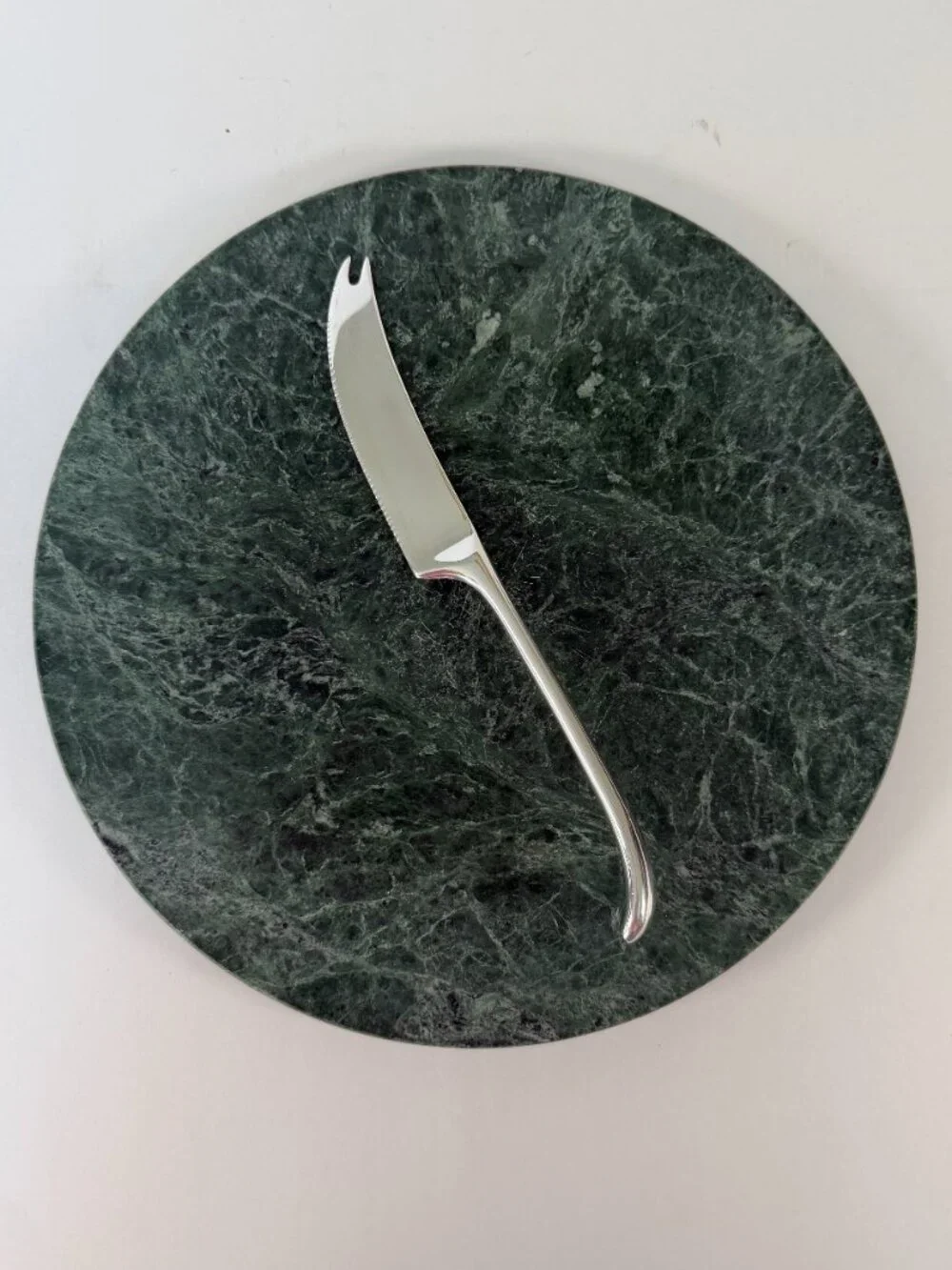 Vintage DANSK Torun Marble Cheese Board and Silver Plated Knife Set